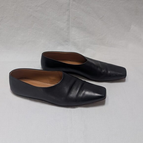 The Row Women's Black Leather Square Toe Flats Shoes Size 38 US 8 - Picture 4 of 9